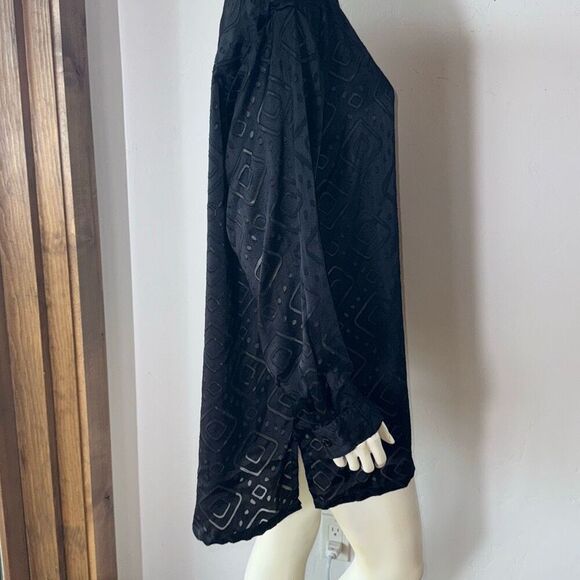 Vintage 80’s 90’s Geometric Sheer Black Oversized Button Down Shirt Size 1X - Picture 4 of 16